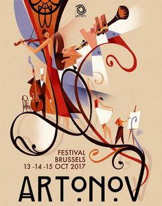 a poster for the festival artonov with an image of people playing instruments and dancing