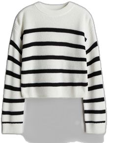 Trendy White Cropped Sweater With Ribbed Cuffs, Black Ribbed Cotton Sweater, Trendy White Crew Neck Sweater, Trendy White Ribbed Sweater, White Trendy Sweater With Ribbed Cuffs, Trendy White Sweater With Ribbed Cuffs, White Casual Sweater For Fall, Black Ribbed Crew Neck Cropped Sweater, Cozy Black Top With Ribbed Collar