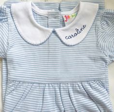 Dresses run true to size and include name on the collar Cotton Short Sleeve Dress With Striped Collar, Cute White Collared Dress, Cotton Collared Dress With Striped Collar, Preppy Collared White Dress, Preppy White Collared Dress, Fitted Short Sleeve Dress With Striped Collar, Baby Girl Name, Toddler Girl Dress, Monogram Outfit