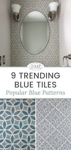 the 9 trending blue tiles in this bathroom are great for wallpaper and decor