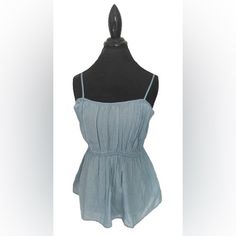 Gap Adjustable Straps, Elastic Waist Top. Blue. Size Xs. 55% Cotton/45% Lyocell. New W/Tags. Sleeveless High Neck Blouse, Gap Brand, Casual Bodysuit, White Blouse Top, Black Shirts Women, Multi Color Blouse, High Neck Blouse, Lace Top Long Sleeve, Black And White Blouse