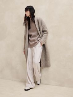 Nana Oversized Coatigan | Banana Republic Coatigan Outfit, Stylish Gym Outfits, Wool Turtleneck, Banana Republic Sweater, Women Blouses, Banana Republic Women, Long Cardigan, Relaxed Style, Shawl Collar