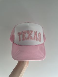 mesh back hat / adjustable snap back unisex fit  listing is for a pink/white hat with pink text! Pink Dad Hat With Curved Brim For Sports, Pink Casual Dad Hat With Letter Print, Casual Pink Dad Hat With Letter Print, White Curved Brim Trucker Hat For College, Pink Curved Brim Dad Hat For Sports, Pink Sporty Cap, Sporty Pink Cap, Pink Trucker Hat With Letter Print, Pink Dad Hat For Streetwear In Spring