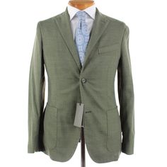 * Sleeve (Shoulder Seam To End Of Sleeve): 25.5 * Length (Bottom Of Collar): 29 * Shoulder To Shoulder: 18.5 * Pit To Pit: 20.75 * Waist (Across At Top Button): 18.75 Formal Fitted Blazer With Patch Pockets, Green Formal Suit With Pockets, Designer Sport Coat With Notch Lapel And Pockets, Formal Green Blazer With Pockets, Green Formal Blazer With Pockets, Green Tweed Jacket With Notch Lapel For Business, Green Notch Lapel Tweed Jacket For Semi-formal Occasions, Fitted Sport Coat With Patch Pockets For Semi-formal Occasions, Fitted Suits With Patch Pockets For Office