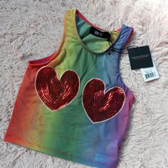 This Deadstock Discontinued Super Fly Sheer Mesh Rainbow Pride Cropped Top With Sequin Heart Pasties Is In Excellent Brand New With Tags Condition And Is So Dope For That Rad Look! Such A Hot Top! Bundle Up With At Least One Other Item For A Radass Discount! Freebies W Every Purchase! Similar To Brands Like--- Lipservice Hot Topic Dolls Kill Widow Lovesick Nasty Gal Tripp Nyc Teenage Runaway Horoscopez Sugar Thrillz Current Mood Sourpuss Vixen Disturbia Blackcraft Cult Rock Steady Iron Fist Unif Mallgoth Aesthetic, Heart Pasties, Chapel Roan, Blackcraft Cult, 90s Punk, Pride Heart, Super Fly, Hot Top, Rock Steady