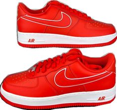 Nike Air Force 1 In University Red, Nike Air Force 1 Red Sports, Nike Air Force 1 Red Sports Shoes, University Red Nike Air Force 1 With Branded Insole, Red Nike Air Force 1 With Air Max Cushioning, Shoes Nike Air Force, Shoes Nike Air, Nike Air Force 1 07, Shoes Nike