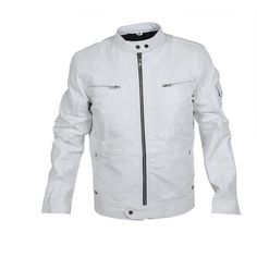 White leather jackets are a true fashion statement. They are stark yet subtle; edgy yet modest; and peculiar yet just as versatile. This unique and contrasting blend of features is what makes a white leather jacket a must-have item for every man. Casual White Leather Jacket With Zipper Closure, Casual White Leather Jacket With Zipper, White Long Sleeve Biker Jacket For Winter, Casual White Leather Winter Jacket, Casual White Leather Jacket For Winter, White Leather Long Sleeve Outerwear, White Fitted Leather Outerwear, Fitted White Leather Outerwear, White Biker Jacket With Zipper For Spring