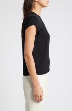 Clean lines elevate a lightweight top made from smooth and beautifully draping silk. Back keyhole with hook-and-eye closure Jewel neck Cap sleeves 100% silk Dry clean Imported Lightweight Tops, Jewel Neck, Silk Top, Cap Sleeve, Clean Lines, Cap Sleeves, Dry Clean, Nordstrom, Silk