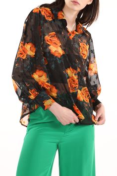 Sheer fabric Floral printed design Wide collar Long bishop sleeves Single-button gathered cuffs Front button closure Regular fit Imported 100% POLYESTER Model is 5'11" Wearing a One Size Caring for your clothes is caring for the environmentWash your clothes with lower temperature and delicate spin cycles. It helps to maintain the color, shape and structure of the fabric. At the same time it reduces energy consumption that is used in care processes ONE SIZE KE2013_BLACK_ALL Balloon Sleeve Blouse With Buttons For Fall, Fall Lantern Sleeve Blouse With Button Closure, Fall Bishop Sleeve Blouse With Button Closure, Multicolor Long Sleeve Blouse With Gathered Sleeves, Multicolor Blouse With Gathered Sleeves, Multicolor Long Sleeve Tops With Gathered Sleeves, Spring Bishop Sleeve Blouse With Button Closure, Spring Blouse With Bishop Sleeves And Button Closure, Denim Sweater