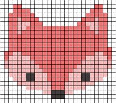 a cross stitch pattern with an image of a fox's head in red and black