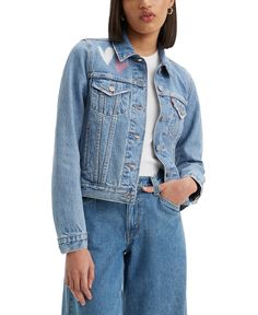 in stock Levi's Spring Streetwear Denim Jacket, Levi's Denim Outerwear For Spring, Levi's Casual Denim Jacket For Spring, Levi's Casual Spring Denim Jacket, Levi's Denim Jacket For Spring, Black Denim Sherpa Jacket, Levis Women Jeans, Trucker Jacket Women, Levi Jean Jacket