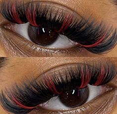 Peekaboo Color Lash Extensions, White Eyelash Extensions, Red Lash Extensions, Pink Lash Extensions, Prom Lashes, Willow Star, Coloured Lashes, Red Lashes, Lashes Aesthetic