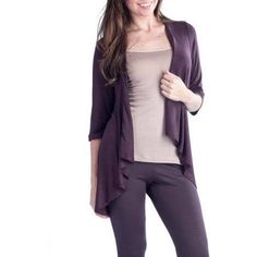 Add a little pizzazz to any outfit with this flowing shrug from 24/7 Comfort Apparel for a whole new look. This modern top features soft cotton construction for versatility and comfort, perfect for any event. With a cascading open front, asymmetrical hem and 3/4-length sleeves, it is the perfect addition to your favorite blouse for that special fashion flair. Size: XL. Color: Brown. Gender: female. Age Group: adult. Modern Tops, Asymmetrical Hem, Asymmetric Hem, Colorful Sweaters, High Low, New Look, Length Sleeve, Shopping Outfit, Leather Jacket