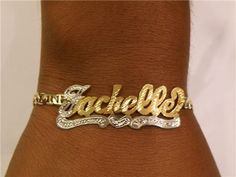 14k Gold Plated Name Bracelet Processing and shipping is between 2-4 weeks Name Plate Bracelet, 2010s Aesthetic, Dope Jewelry Accessories, Pink Crown, Blue Crown, Nameplate Necklace, Dope Jewelry, Rolex Day Date, Name Bracelet