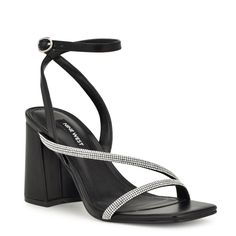 Trendy Block Heel Evening Sandals, Trendy Evening Sandals With Block Heel, Block Heel Sandals With Heel Strap For Night Out, Strappy Sandals With Stacked Heel For Night Out, Night Out Sandals With 4-inch Block Heel, Night Out Sandals With Wrapped Block Heel, Strappy Heels With Stacked Heel For Party, Open Toed Heels, Block Heel Sandals