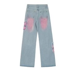 Rock these Distressed Pink Butterfly Jeans 🦋 and make a statement with their unique distressed design. These cute and pretty jeans feature edgy pink butterfly designs that will surely turn heads. Be bold and playful with your fashion choice! Size Chart: Size Waist (cm) Hip (cm) Length (cm) Waist (in) Hip (in) Length (in) S 63 94 100 24.80 37.01 39.37 M 67 98 101 26.38 38.58 39.76 L 71 102 102 27.95 40.16 40.16 XL 75 106 103 29.53 41.73 40.55 Description: Item Type: JeansJeans Style: High Waist Trendy Ripped Pink Jeans, Pink Jeans For Summer Streetwear, Pink Ripped Cotton Jeans, Pink Ripped Denim Jeans, Pink Distressed Cotton Jeans, Trendy Ripped Pink Bottoms, Edgy Pink Cotton Bottoms, Y2k Pink Denim Bottoms, Pink Distressed Summer Jeans