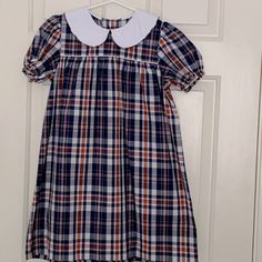 Nwot Beaufort Bonnet Company Red And Blue Plaid Dress With White Peter Pan Collar. Adorable Plaid That Is Perfect For Memorial Day, Labor Day 4th Of July Or Family Pictures. Size 8, But Easily Could Work For Size 6-10. Perfect For Back To School Too! Such A Classic Dress. Monogram On The White Peter Pants Collar Would Be Adorable. Dress With Peter Pan Collar, Blue Plaid Dress, Beaufort Bonnet Company, Beaufort Bonnet, Vintage Memory, Classic Dress, Pan Collar, Plaid Dress, Peter Pan Collar