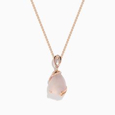 Effy 14K Rose Gold Rose Quartz and Diamond Pendant Elegant Formal Jewelry With Rose Design, Elegant Rose Design Jewelry For Formal Occasions, Elegant Formal Jewelry With Rose Details, Elegant Formal Jewelry With Roses, Elegant Pink Rose Necklace, Rose Gold Jewelry With Roses For Formal Occasions, Elegant 14k Rose Gold Wedding Necklaces, Elegant Pink 14k Rose Gold Jewelry, Elegant Rose-colored Jewelry With Rose Design