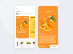 two oranges are displayed on the app