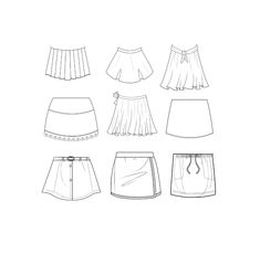 Skirt and Dress Hems Fashion Flat Templates / Technical | Etsy Philippines Fashion Design Flats, Mini Skirt Technical Drawing, Skirt Technical Flat, Skirt Sketches Fashion Drawings, Skirt Tutorial Drawing, Technical Drawing Skirt, Fashion Flats Illustrations, Skirt Technical Drawing, Skirt Template