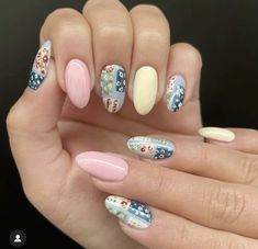 Cute Nails Pastel, Patchwork Nails, Colorful Nail, Summery Nails, Classy Acrylic Nails, Cute Gel Nails, Nail Jewelry, Get Nails, November 23