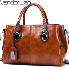 Vintage oil wax leather luxury handbags Hand Bags For Women, Brown Leather Totes, Handbags Women, Leather Handbags Women, Classic Bags, Casual Tote, Women Bag, Hand Bags, Vintage Handbags