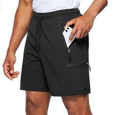 94%Polyester ,6%Spandex Drawstring Closure Materials: The Summer Cargo Shorts Crafted Of Lightweight, Water-Resistant And Quick-Dry Fabric, Keep You Cool And Fresh All Day. Zipper Pockets: 4 Deep Zipper Pockets Are Security And Ample For Storing Your Cellphone, Keys, Wallet And Other Essentials. Stretch & Upf 50+: Stretch Fabric Build-In Upf 50+ Let You Move Comfortably And Provide Great Protection Against Harmful Ultraviolet Rays. Elastic Waistband & Drawstring: High Elastic Waistband With Draw Black Outdoor Activewear With Built-in Shorts, Casual Running Bottoms With Functional Pockets, Athletic Fit Bottoms With Pockets For Sports, Stretch Athletic Shorts With Pockets For Outdoor, Black Workout Shorts With Side Pockets, Workout Black Shorts With Side Pockets, Black Training Bottoms With Pockets, Black Athletic Shorts With Pockets For Workout, Black Athletic Shorts With Side Pockets For Sports