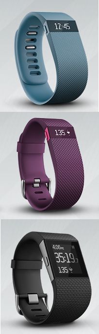 four different types of smart watches in various colors and sizes, all with the same strap