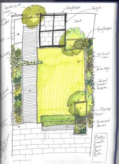 an architectural drawing of a garden design