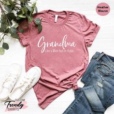 "Funny Grandma Shirt, Grandma Mothers Day Gift, Promoted To Grandma, Sarcastic Grandma Shirt, Cool Grandma T-shirt, Funny Nana Shirt Gift ----- How To Order ----- 1-) Please, check and review all the photos. 2-) Choose your t-shirt size and color. *Different styles of shirts may have different shades of same color choice due to different manufacturer brands. *For this reason, we recommend you to match shirts from the same styles if you want precisely matching colors (ex. Unisex, V-necks, Toddler Gramma Shirts Ideas, White Soft-washed Top For Mother's Day, Mother's Day Screen Print Crew Neck Top, Mother's Day Graphic Tee Soft-washed, Mother's Day Soft-washed Short Sleeve Tops, Soft-washed Crew Neck Tops For Mother's Day, Mother's Day Crew Neck Cotton Shirt, Mother's Day Cotton Crew Neck Shirt, Grandma Shirt Ideas