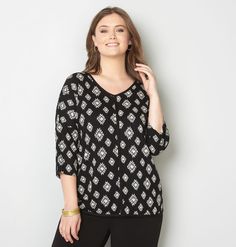 Shop new tops with drop shoulders like our plus size Medallion Framed Top available in sizes 14-32 online at avenue.com. Avenue Store Plus Size Clothing For Women, Clothing For Women, Polka Dot Top, Plus Size Clothing, Size Clothing