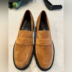 Never Worn, Aerosoles Suede Loafers. Size 10. Super Comfortable Just Ended Up To Be The Wrong Size For Me. Do Not Have The Original Box. Business Suede Slip-ons With Round Toe, Suede Flat Slip-ons For Business, Business Suede Flat Slip-ons, Workwear Slip-ons With Brogue Detailing And Round Toe, Slip-on Platform Loafers With Brogue Detailing, Round Toe Flats With Brogue Detailing For Work, Suede Slip-ons For Office In Fall, Slip-on Platform Loafers For Business Casual, Brown Platform Loafers For Workwear