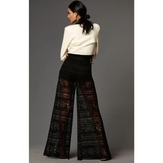 Let You Inner Witch Out With These Gorgeous Black Lace Pants By Maeve. You Will Cast Spells Wherever You Go! Perfect For Festivals, A Fun Night Out, Or Remove The Inner Liner And Use Them As A Beach Cover Up! *Size 14 *Nwt! *Excellent Quality Approximate Flat Measurements (Not Exact!) Waist: 16.5" Rise: 14" Inseam: 31" Leg Opening: 19.5 Black Lace Pants, Lace Trousers, Silky Pants, Inner Witch, Sheer Pants, 70 Fashion, Animal Print Pants, White Crop Pants, Black Wide Leg Pants