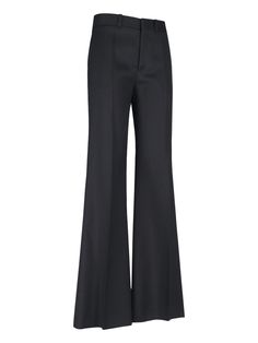 86% Wool, 14% Silk Luxury Wide Leg Bottoms For Fall, Luxury High Waist Pants For Spring, Luxury Tailored Wide-leg Bottoms, Luxury Wide Leg Workwear Bottoms, Luxury Wide Leg Bottoms For Workwear, Luxury High Waist Bottoms For Fall, Luxury High Waist Pants, Luxury High Waist Bottoms For Spring, Luxury Trousers For Fall