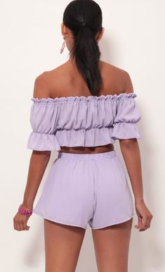 Two Piece Sets > Wild For You Two Piece Set In Lavender Trendy Sets For Summer Party, Trendy Summer Party Sets, Chic Purple Spring Sets, Trendy Purple Sets For Summer, Chic Purple Party Sets, Purple Summer Crop Top For Parties, Casual Summer Party Sets, Casual Crop Top For Beach Party, Trendy Spring Beach Clothing Sets