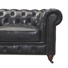 Century Chesterfield Sofa - Slate Leather - 118 - Crafters and Weavers Chesterfield Living Room, Timeless Sofa, Sofa Dimension, Leather Chesterfield Sofa, Leather Chesterfield, Sofa Dimensions, Caster Wheels, Turned Wood, Living Room Collections