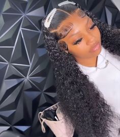 Wig Styles Deep Wave, Curly Wig Hairstyles Black Women Half Up, Curly Lace Front Wigs Styles, Curly Lace Hairstyles, No Part Frontal Wig, Wet And Wavy Styles, Curly Wig Half Up Half Down, Curly Lace Front Hairstyles, Deep Wave Wig Hairstyles Black Women