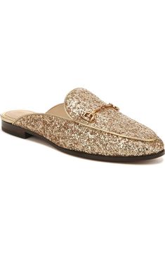 Sam Edelman Linnie Mule - Wide Width Available (Women) | Nordstromrack Classic Gold Mules For Spring, Glamorous Gold Mules For Spring, Gold Almond Toe Mules For Party, Gold Almond Toe Party Mules, Gold Flat Mules For Party, Elegant Gold Flat Mules, Gold Flat Heel Mules For Party, Party Gold Flat Heel Mules, Gold Flat Heel Mules For Formal Occasions