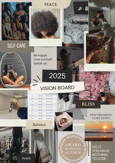 a collage of photos with the words vision board