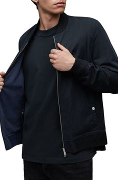 AllSaints Bassett Reversible Bomber Jacket | Nordstrom Change Up Your Look, Wallet Organization, All Saints, Bomber Jacket, Nordstrom, Sleek, Collar, Free Shipping