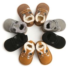 Shoes Measurement: Recommended Age    Insole Length in Inch    Insole Length in CM 1 (0-6 months)             4.1”                              10.5 cm 2 (6-12 months)           4.5”                              11.5 cm 3 (12-18 months)         4.9”                              12.5 cm Important: Shoe size & Age for guidance only, It is essential that you take careful measurements in order to ensure proper fit. Shoes For Infant Boys, Trendy Baby Boy Shoes, Crib Shoes Girl, Crib Shoe, Fleece Boots, Fall Baby Clothes, Newborn Shoes