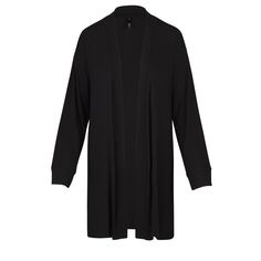 Perfect for lounging and layering over sleepwear, the Soft Lounge Robe is composed of super-soft modal ribbed fabric that drapes effortlessly in all the right places. This short robe features an adjustable self-tie belt and functional side pocket at inseam. | SKIMS Robe | Black | Soft Lounge Solid Stretch Outerwear For Loungewear, Stretch Solid Color Outerwear For Loungewear, Open Front Loungewear Outerwear, Chic Solid Color Cardigan For Loungewear, Oversized Loungewear Cardigan, Oversized Solid Color Cardigan For Loungewear, Solid Open Front Cardigan For Daywear, Solid Color Open Front Cardigan For Daywear, Elegant Relaxed Fit Cardigan For Loungewear