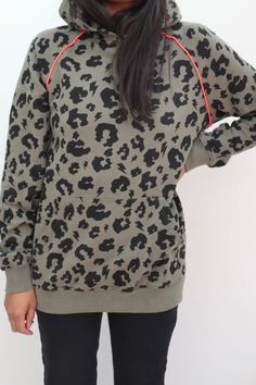 Leopard Lightning Bolt, Neon Coral, Pocket Hoodie, Birthday List, Black Leopard