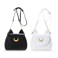 White/Black Sailor Moon Luna/Artemis Shoulder Bag · Harajuku fashion · Online Store Powered by Storenvy Sailor Moon Makeup Bag, Sailor Moons, Sailor Moon Cat, Cat Handbags, Luna And Artemis, Sailor Moon Luna, Faux Leather Purse, Leather Handbags Women, Anime Cosplay