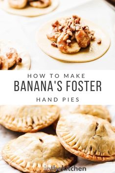 how to make banana's fosterer hand pies on a table with text overlay