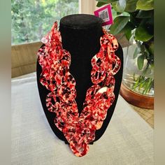 (Nwt) Sassy Jones Original Zaria! Excellent Condition And Even More Gorgeous In-Person. Dustbag Included. Chic Red Necklace For Party, Handmade Red Necklace For Evening, Sassy Jones, Womens Jewelry Necklace, Women Jewelry, Red, Women Shopping, Color