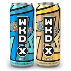 two cans of blue and gold beer with the word wwdd on it's side