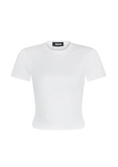 Essential ribbed t-shirt. Cropped, shrunken fit. 92% Cotton, 8% Spandex Made in China Model is 5'10" wearing size S T Shorts, Nordstrom Store, White T, Baby Tee, Made In China, Infant Tees, New Shoes, Nordstrom, Size Medium