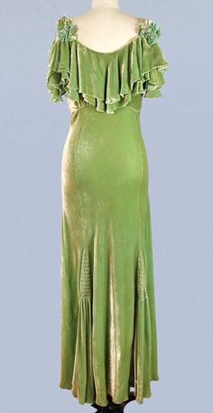 Early 1930s Fashion, 1930s Day Dress, 1930s Clothes, 1930 Dress, Chartreuse Dress