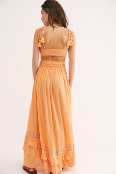 Santa Maria Maxi Dress | Free People Orange Dress For Wedding, Cream Boho Dress, Maxi Dress Free People, Orange Maxi Dress, Dress Free People, Orange Outfit, Beach Maxi Dress, Grad Dresses, Long Summer Dresses